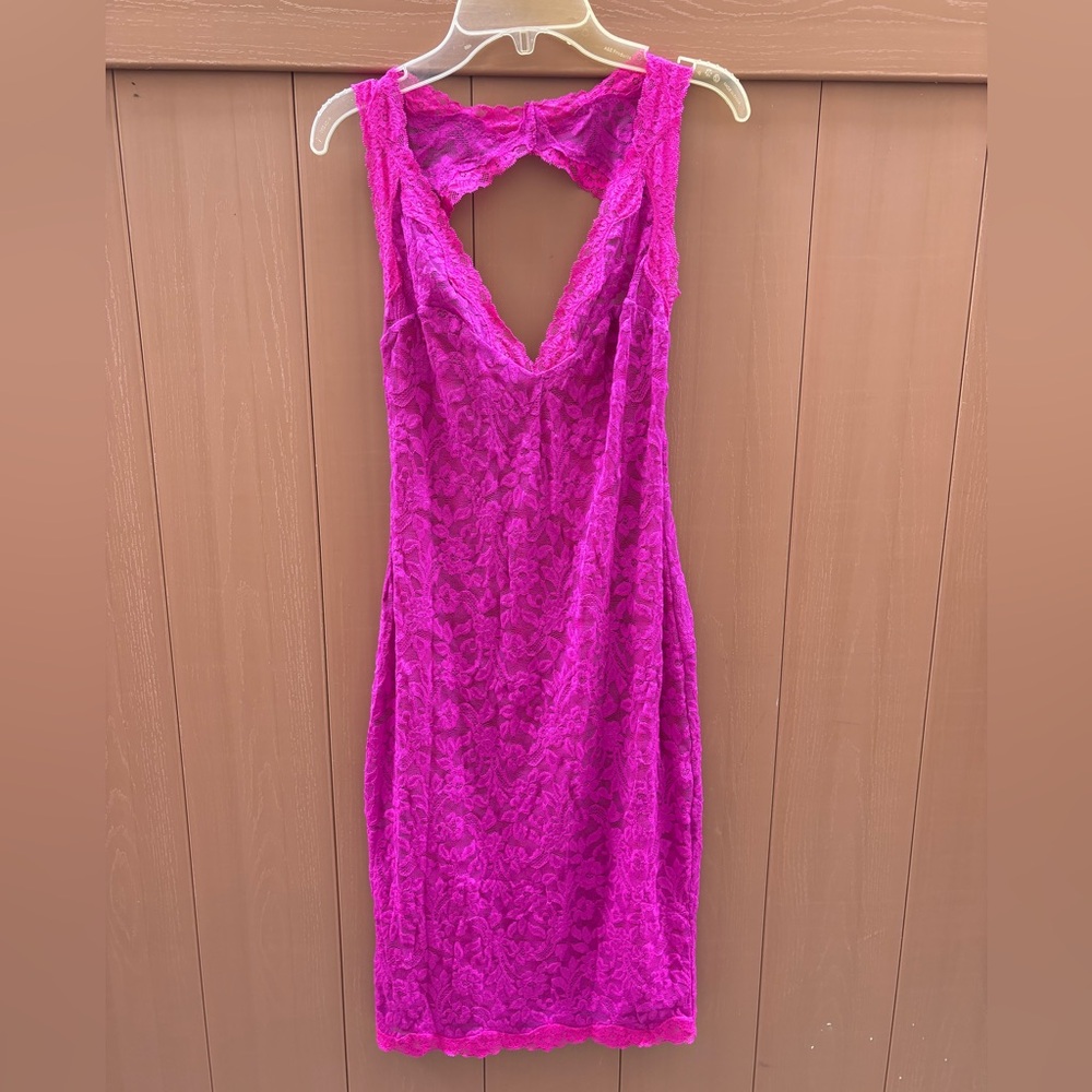 Moda International Fuchsia Backless Lace Dress